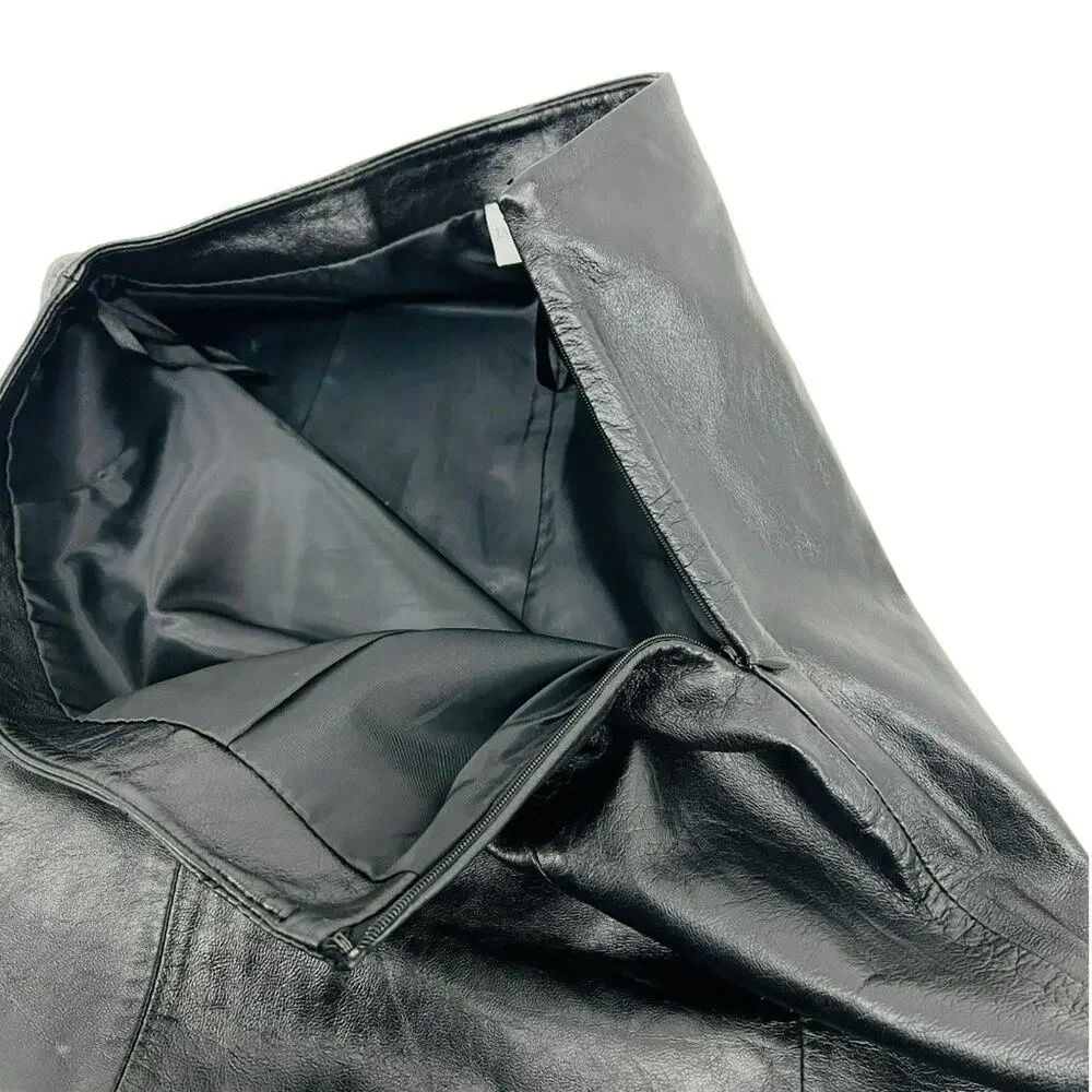 Jaclyn Smith 100% Black Leather Pencil Skirt Womens 6
